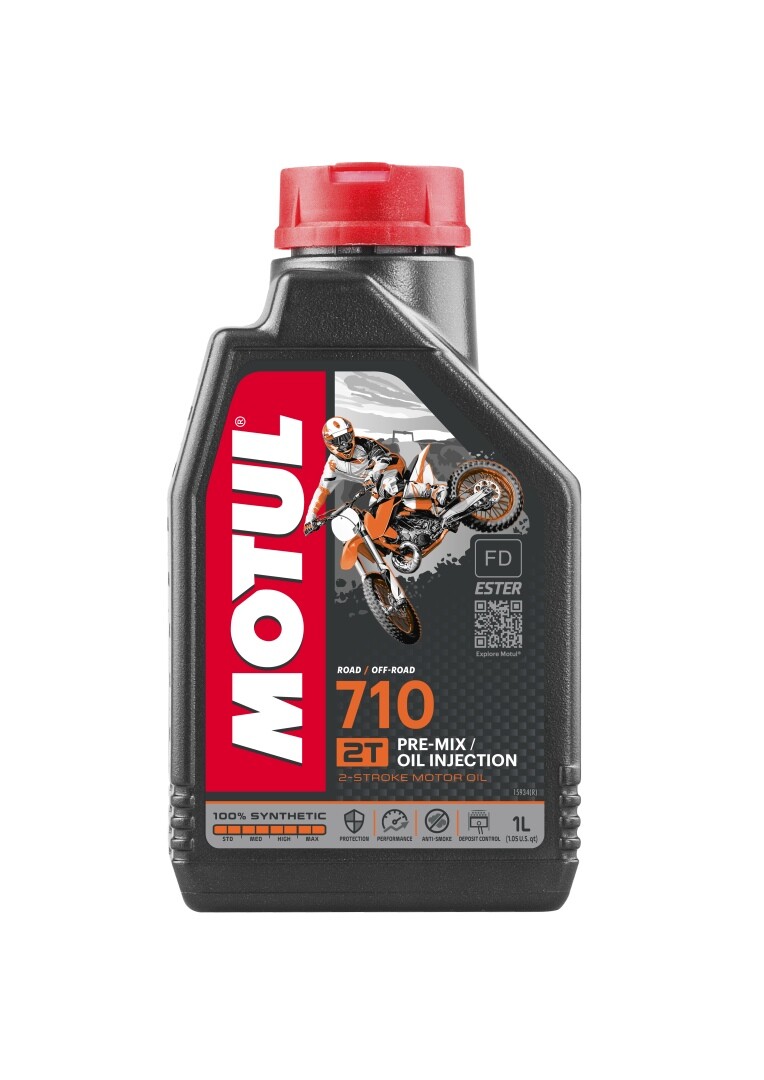 Huile Motul 710 2T 1L pour éviter l'encrassement et la calamine du moteur