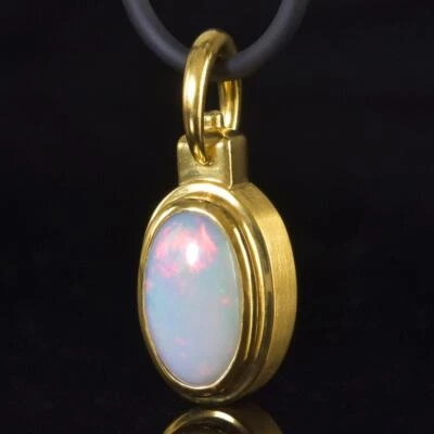 18K Gold Vermeil Sterling Silber Anhänger, Äthiopisch Welo Opal & Diamant 5.98 G - Bild 1 von 4