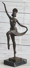 VINTAGE LARGE ART DECO DANCER BALLERINA BRONZE FIGURE SCULPTURE SIGNED HOME SALE