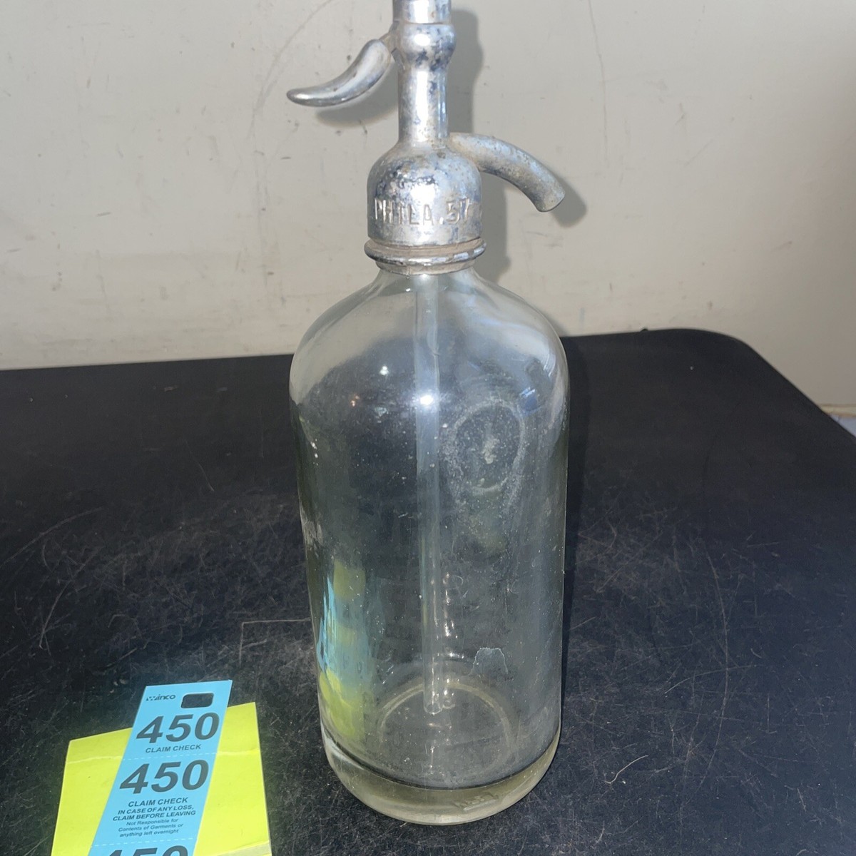 Tip Top Beverages Vintage Seltzer Siphon Clear Glass Bottle