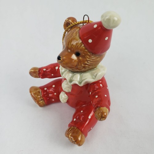 Vintage Gordon Fraser 1984 Ceramic Teddy Bear Red Clown Christmas Ornament - Picture 4 of 10