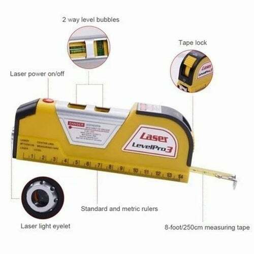 Laser Level Horizontal Vertical Line Measure Measuring Tape Ruler Meter Tool