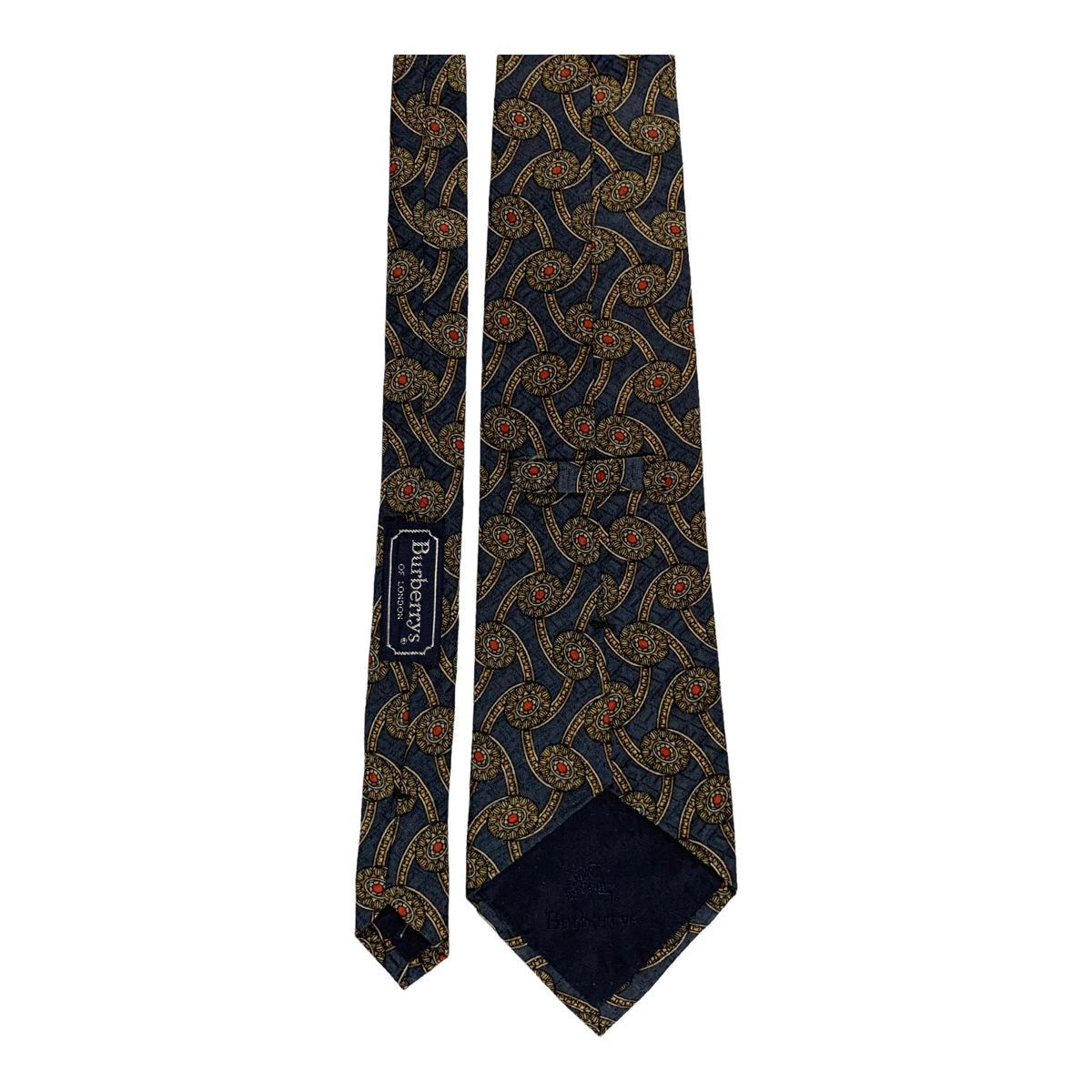 MENS BURBERRY LONDON BLUE/GOLD PLAID CHECK SKINNY SILK TIE USA