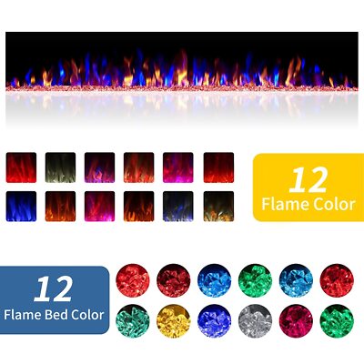 Electric Fireplace 30'' 36'' 42'' 50'' 60'' 68'' Wall Mounted Recessed Heater