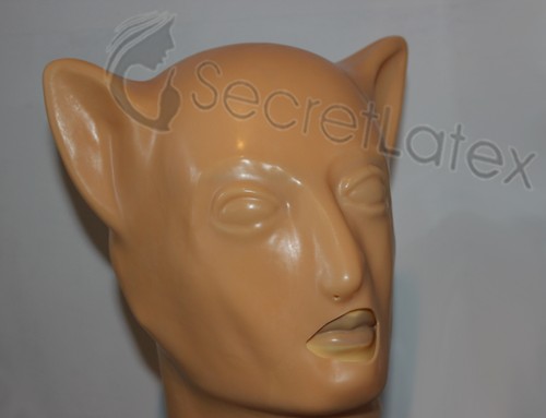 BLACK FLESH FETISH PUSSY LATEX CAT HOOD RUBBER MASK FULL HEAD FEMALE TOY SUIT - Picture 12 of 17