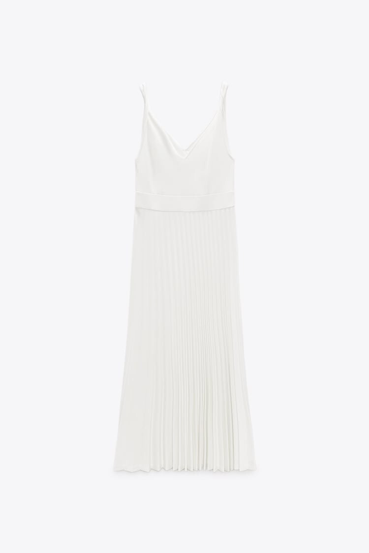 open lace back dress White Lace Maxi Dress with Pleated Bottom main image 1