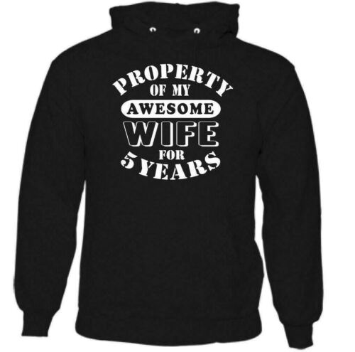 My Awesome Wife Mens Funny 5th Wedding Anniversary Hoodie Gift 5 Year Husband - Picture 1 of 18