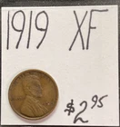 1919  lincoln Wheat Cent Penny (XF) Extra Fine Condition ENN Coin & Cards