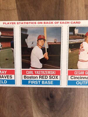 Carte De Collection Hostess 1976 - Carl Yastrzemski Red Sox, Panneau Complet #148-150
