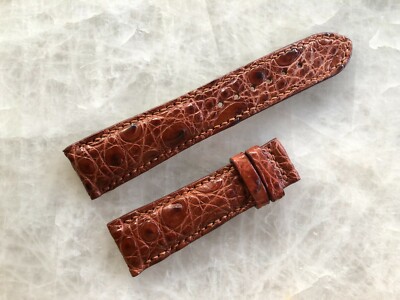 22mm/18mm Brown Alligator Crocodile Embossed Leather Watch Strap Band