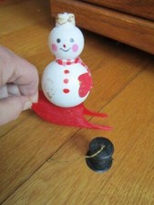 Vintage Snowman Ornament Christmas Plastic on Sled NEEDS GLUE 1979 Made in USA