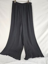 Vintage Anne Klein II Black Wide Legged All Over Pleated Pants Sz 14 Split Skirt