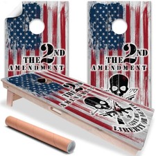 2nd Amendment US American Flag Cornhole Board Wraps and Decals Vinyl Sticker