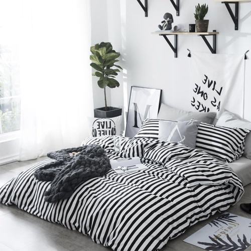 Striped Queen Duvet Cover Set 3Pcs Black and White Bedding Sets Farmhouse Queen - Picture 2 of 7