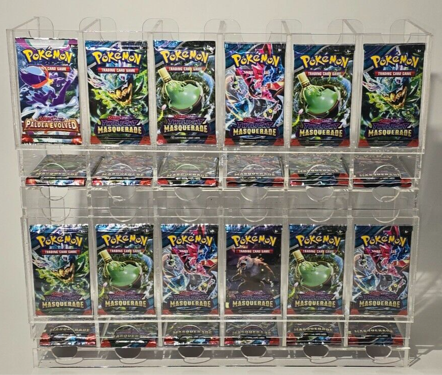 Acrylic Booster Pack Dispenser TCG Packs (2 Row, 12 Slots) 3/16