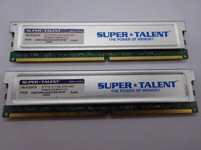Super Talent 2GB (2x1GB) T8UX2GC5 DDR2-800 PC6400 64X8 CL5 #R1731