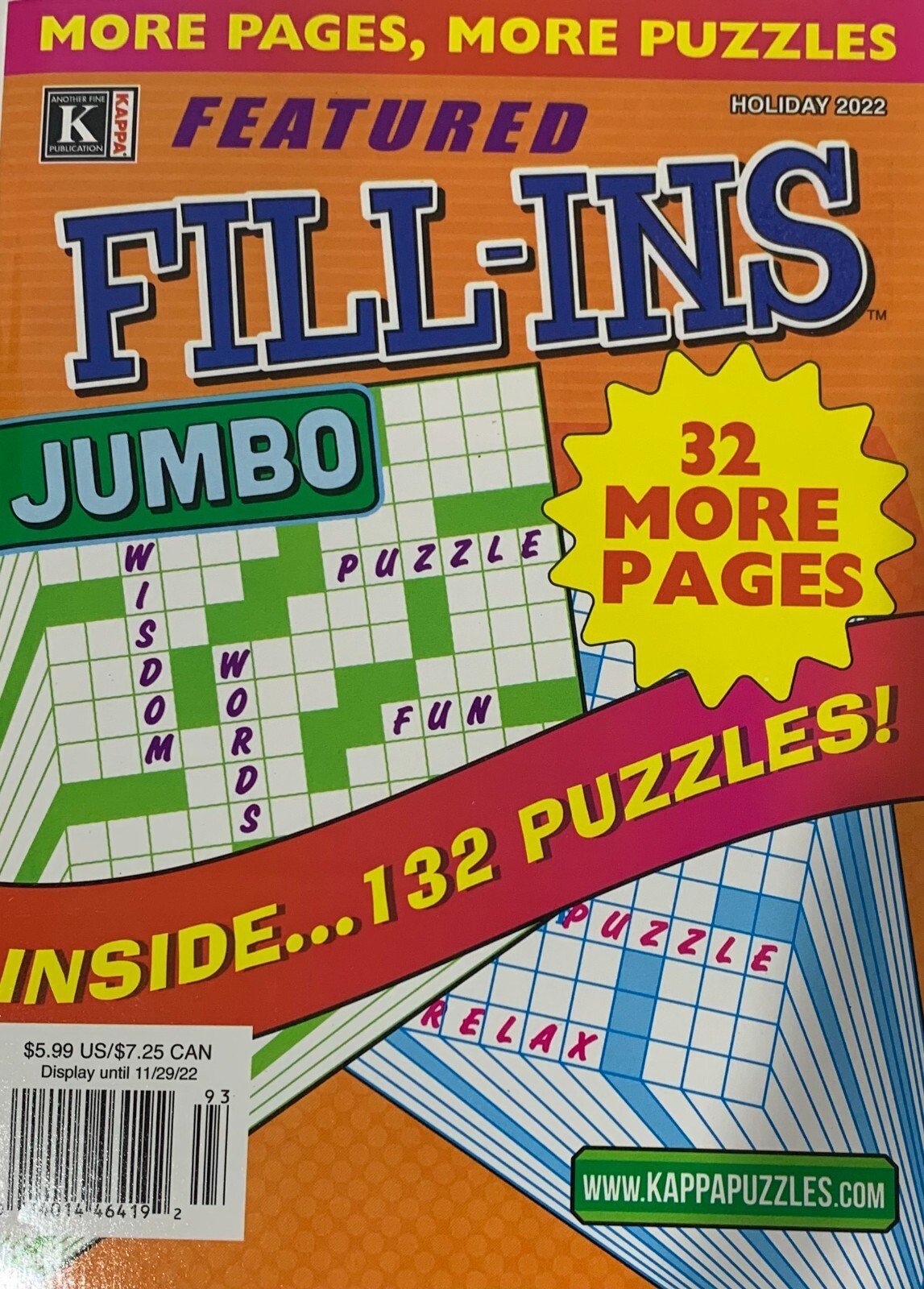 Kappa Featured FILLINS Jumbo 32 More Pages! Inside 132 Puzzles! eBay