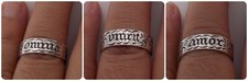 Beautiful Vintage Medieval Design Sterling Silver Poesy Ring - Size O1/2