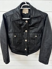 Vtg Taylor's Leatherwear Black Police Cop Leather Jacket Coat Womens 12 Liner 