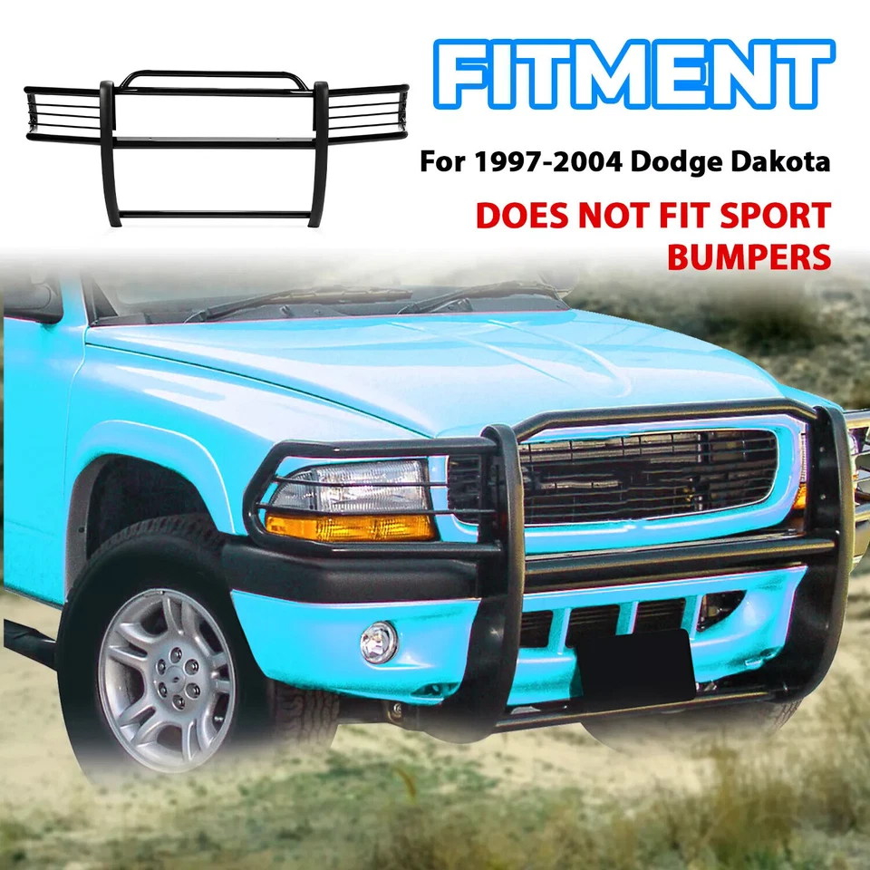 FOR 97-04 DAKOTA/98-03 DURANGO BLACK COATED MILD STEEL FRONT BUMPER GRILL GUARD Foto 4 de 4