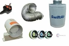 4" In Line Fan, Carbon Filter & Duct Kit - Hydroponic Grow Room Tent Ventilation