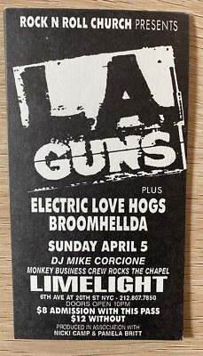 RARE LA Guns Limelight NYC 1992 Promo Flier Hollywood Vampires Tour Guns N Roses