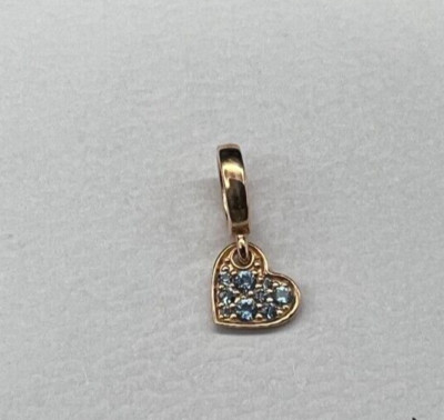 NEW Authentic Pandora Light Blue Tilted Heart Dangle Charm 789404C01 Rose Gold
