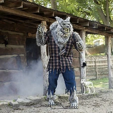 Halloween HULKING WEREWOLF Animated Prop 7.5 FT Lifesize Haunted House DIGITEYES