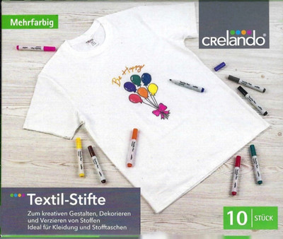 Crelando Textil-Stifte - Mehrfarbig - 10 Stück   - Neu / OVP
