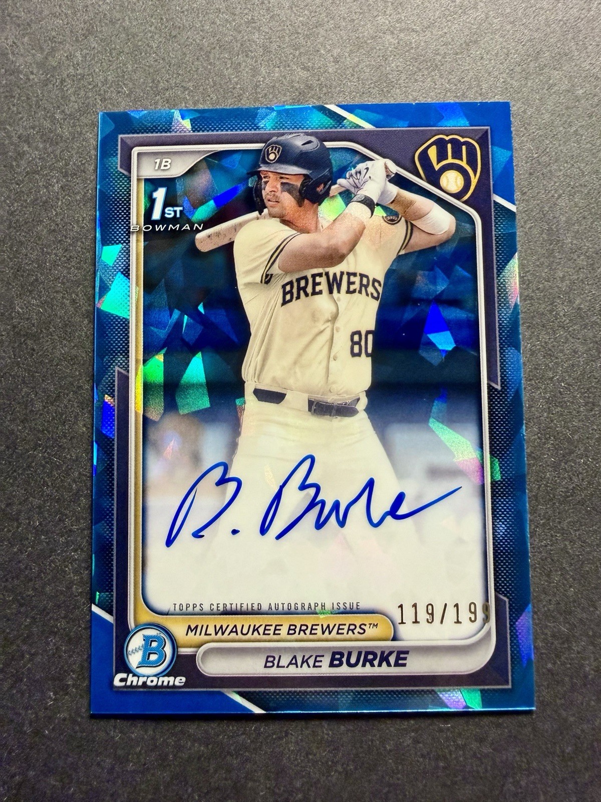 2024 Bowman Chrome 1st BLAKE BURKE Blue Sapphire Refractor Auto /199 #CPA-BB