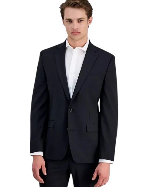 Bar Iii Mens Slim fit Suit Jacket Blazer 44 S Black Solid