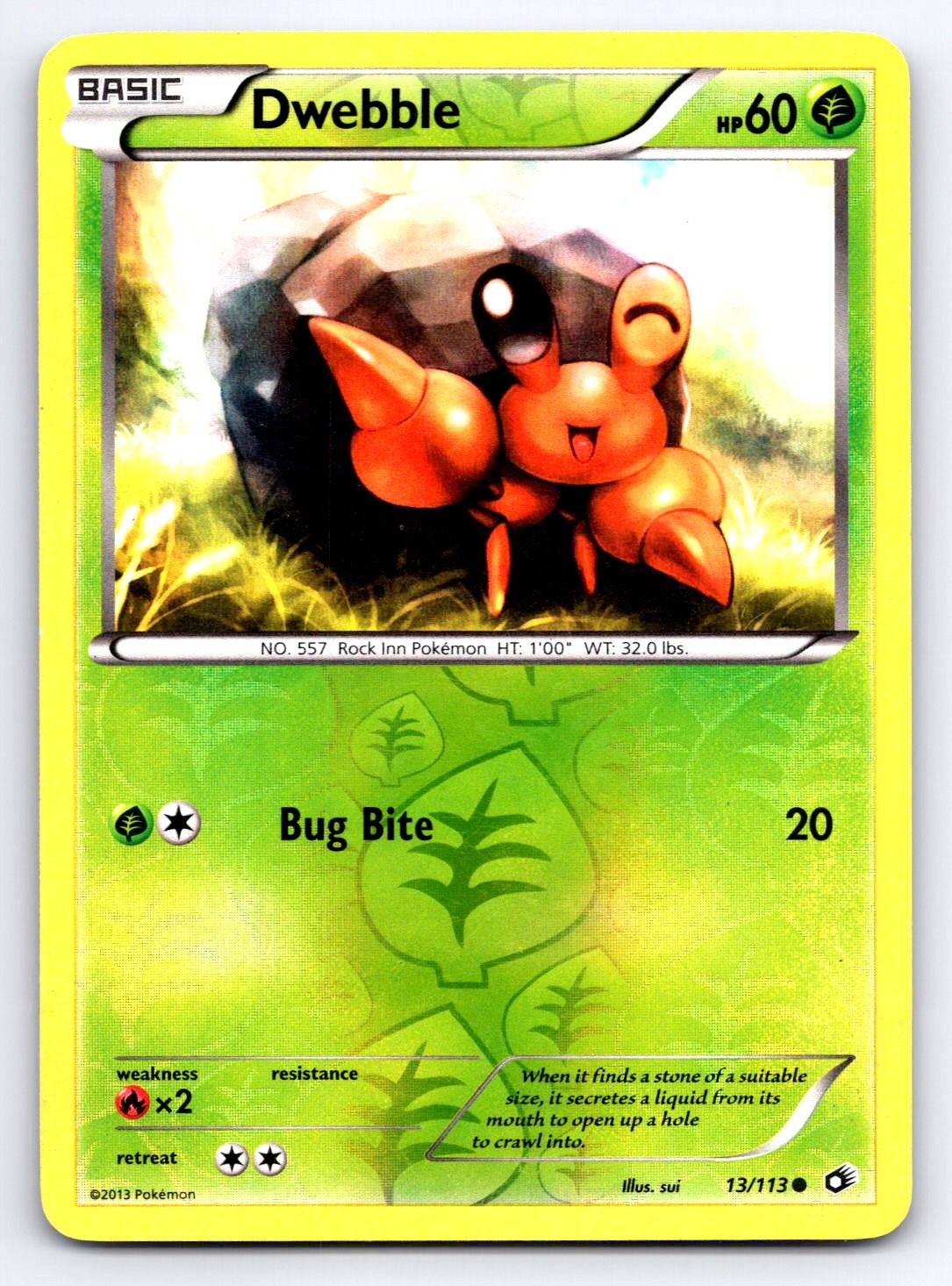 Pokemon Dwebble Legendary Treasures LTR Reverse Holo 13/113 LP TCG