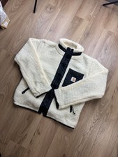 White Sherpa Carhartt Zip Up Fleece / Jacket / Swearshirt Reworked! Small / S