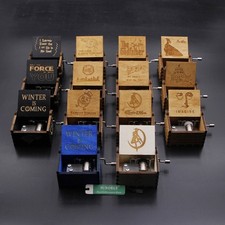 Retro Wooden Hand Crank Engraved Music Box G