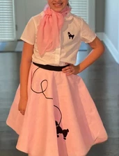 Hip Hop 50s Shop Girls 2pc Poodle Skirt Costume Set w/ French Toast top