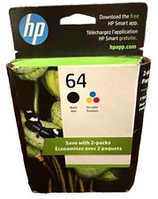 HP 64 Genuine/Original Ink Cartridges 2-Pack Black  Tri-Color X4D92AN