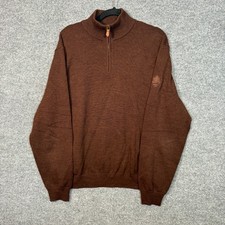 Polo Ralph Lauren Sweater Men XL Brown Merino Wool 1/4 Zip Pullover Golf Vintage