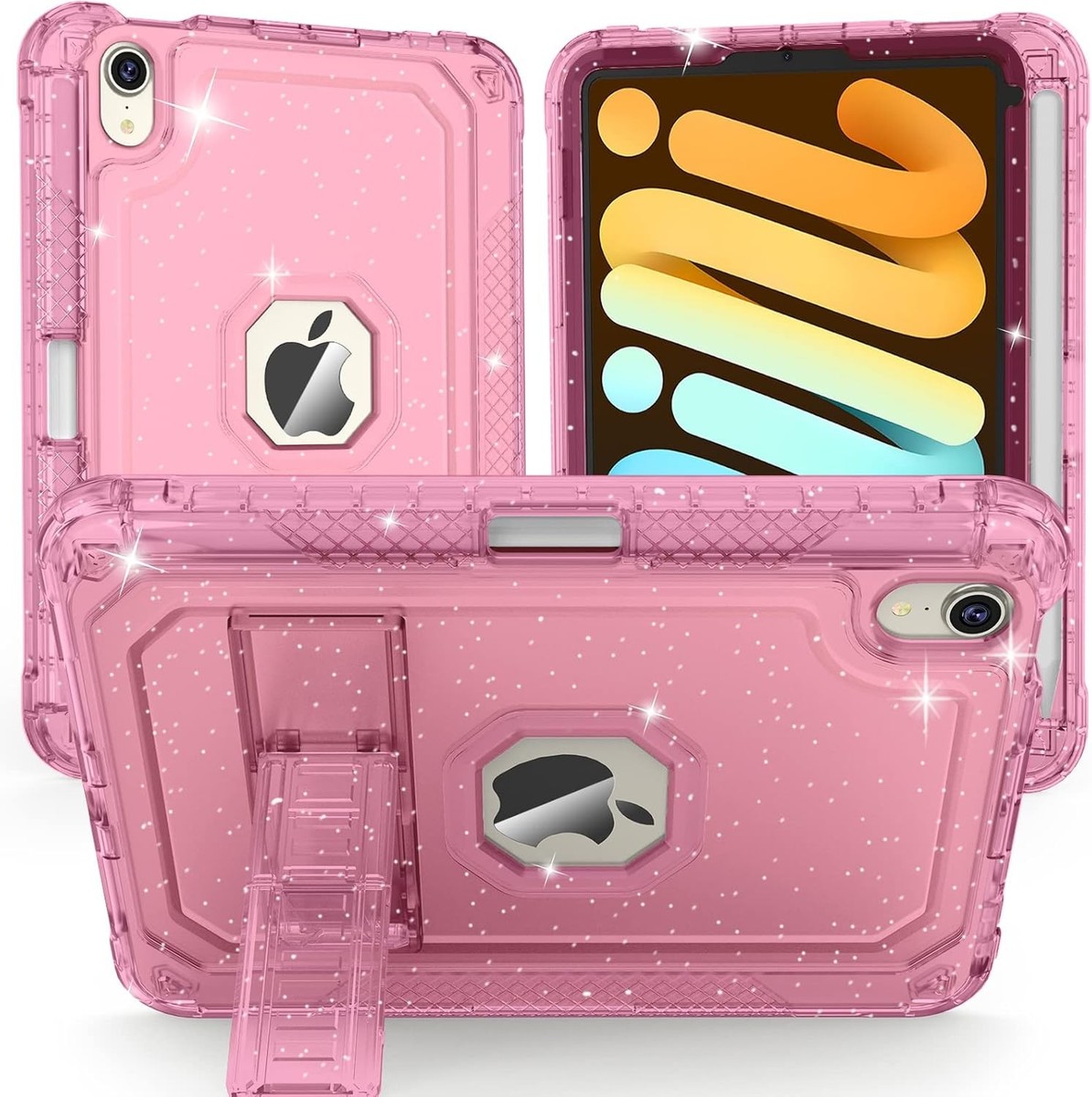 Case for iPad Mini A17 Pro, 7th/6th Clear Glitter Pink | eBay
