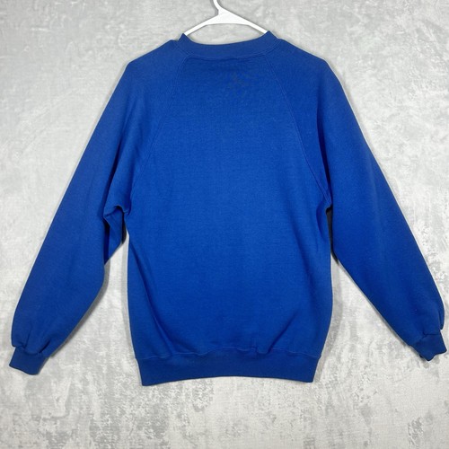 Vintage Jerzees Sweatshirt Large Blue Blank Crewneck USA Made 90s Raglan Plain - Picture 4 of 7