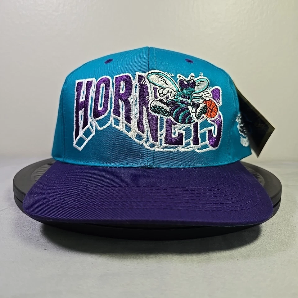 Vintage Charlotte Hornets G Cap Snapback Hat – Teal/Purple – Deadstock w/ Tags - Image 2 of 4