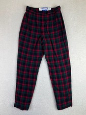 Vintage Pendleton Womens 10 Red Plaid Wool Lined Pleated Dress Pants USA Made