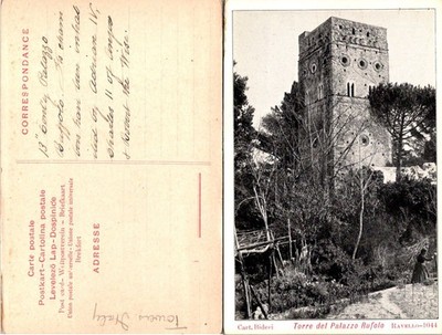 Torre del Palazzo Rufolo Ravello Italy Vintage Postcard Unposted Black White