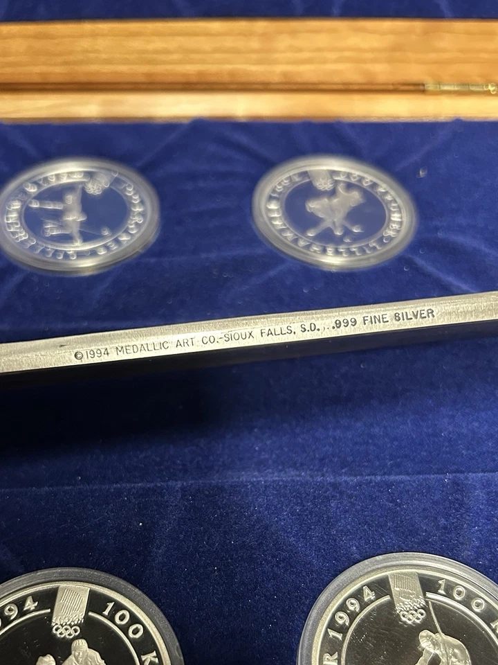 Norway Lillehammer 1994 Winter Olympics Coin Set .999 Fine Silver Bar - Image 3 of 4