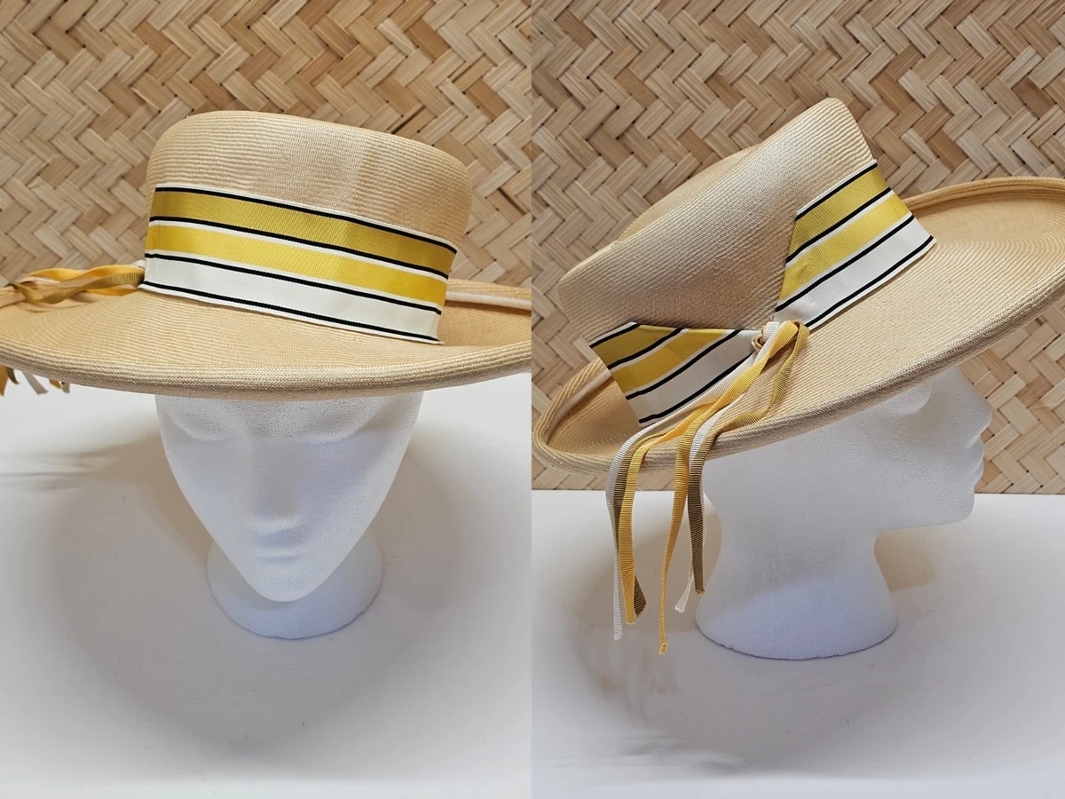 Vintage 1960s Kurt Jr. by Tom Hann green straw hat with yellow flower Local obituaries from KLTZ in Glasgow, Montana main image 3