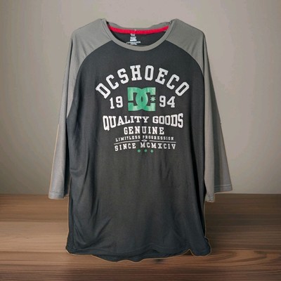 2010s DC Shoes DCSHOECO Jersey 3/4 Long Sleeve Crew Graphic Shirt Y2K Vintage