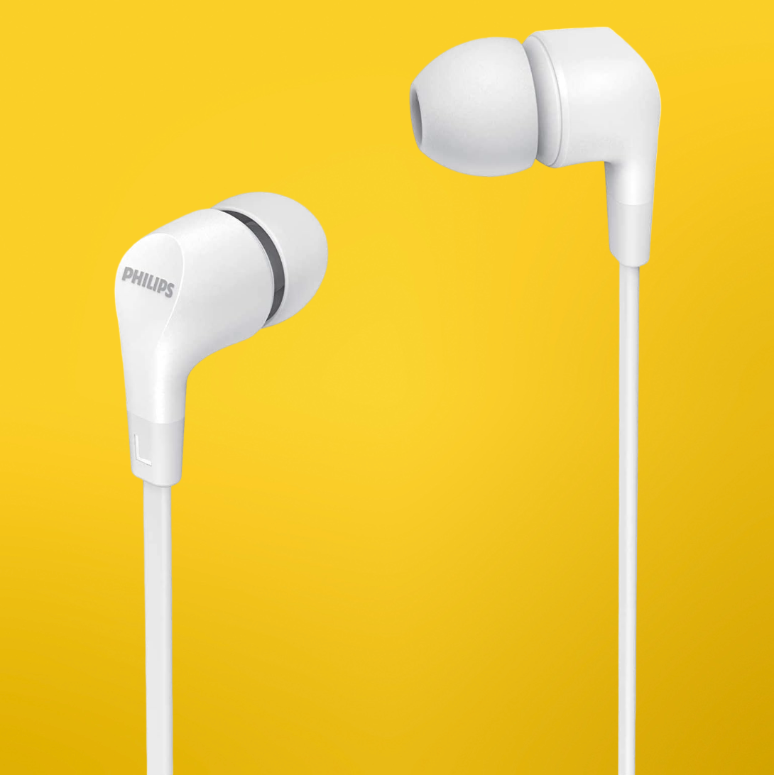 PHILIPS In-Ear Headphones With In-Line Remote Control Powerful Bass - White