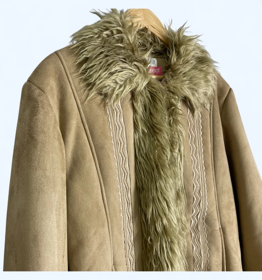 NEW IMAGE Italian Toselli Womens Extra Warm Beige Faux Leather Coat Size XL - Image 3 of 4