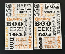 Unbranded HALLOWEEN WORD Stickers TRICK OR TREAT BOO GHOSTS SCARY 2 Sheets