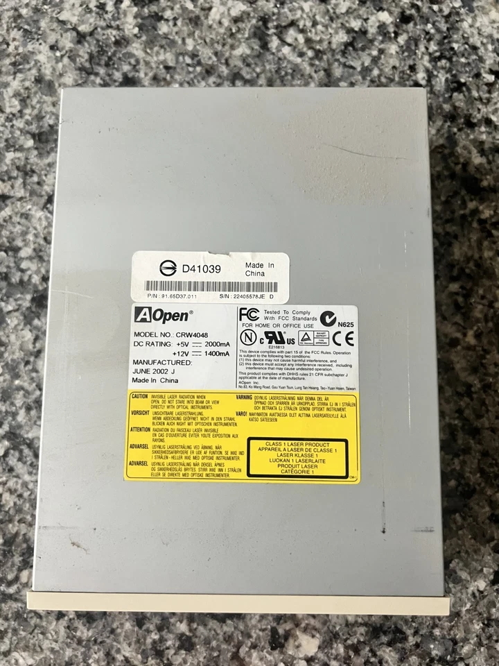 AOpen JustLink CD-ROM CD-R/RW Drive CRW4048 40x12x48x IDE burner rewritable - Image 2 of 3