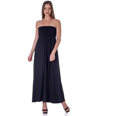 24seven Comfort Apparel Womens Strapless Tube Empire Ruched Waist Flowy